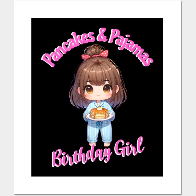 Kids Pancakes & Pajamas Slumber Party Shirt Birthday Girl Wall Art by Dezinesbyem Designs